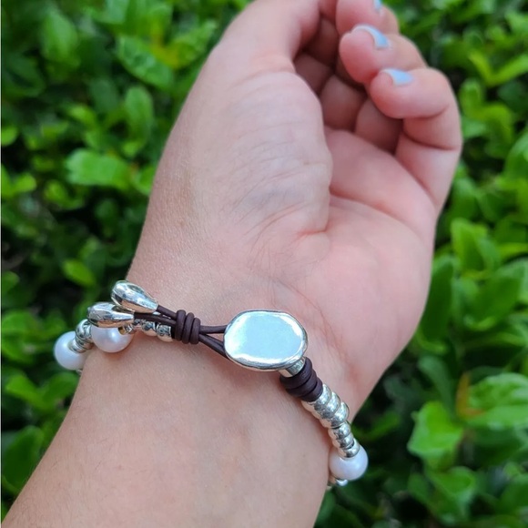 HAMMERED HEART • Bohemian bracelet • Silver beads and Pearls - Picture 11 of 13